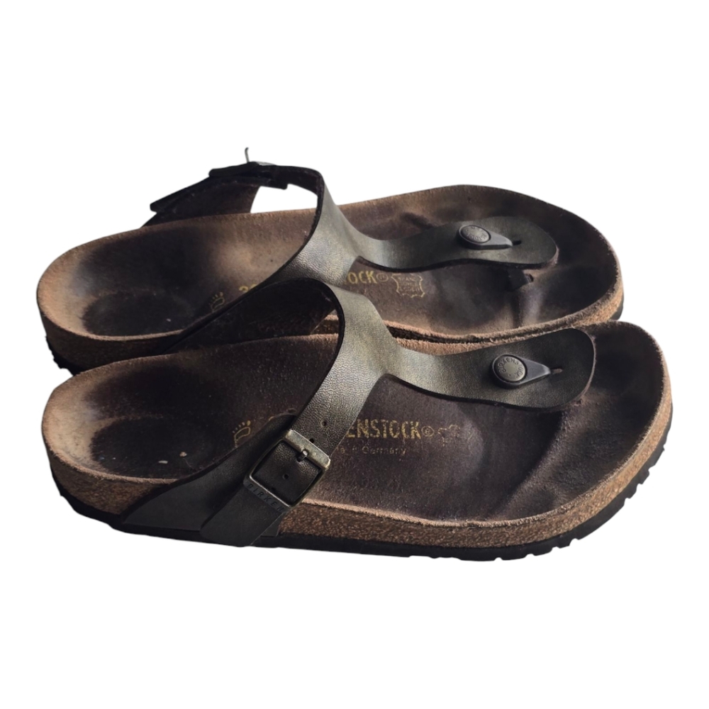 Birkenstock Birko Flor GIZEH Brown Women's Sandals Size 8.5 Eu 39 Slip On